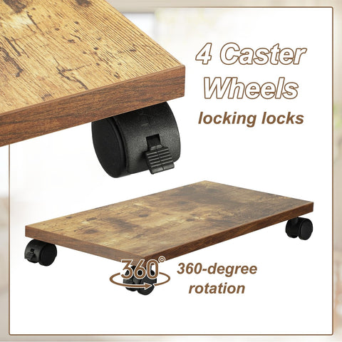 PATIKIL 8x16in PC Stand, Computer Tower Stand Wood CPU PC Holder Under Desk Mobile Cart 4 Caster Wheel for Floor Carpet Tower ATX Case Printer Potted