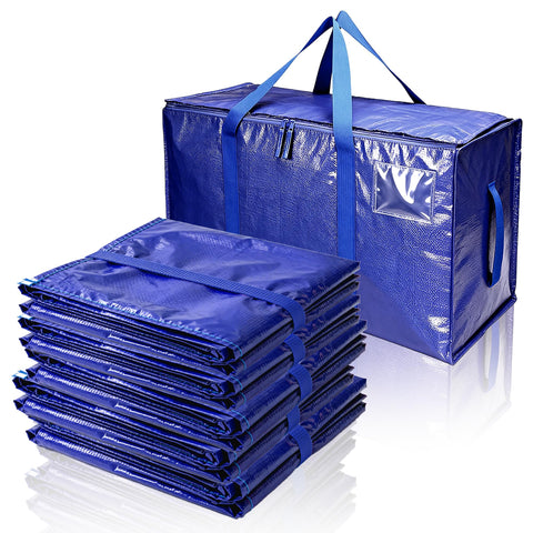 Tapwish 94L Extra Large Heavy Duty Storage Bags with Zips, Blue, 6 Pack