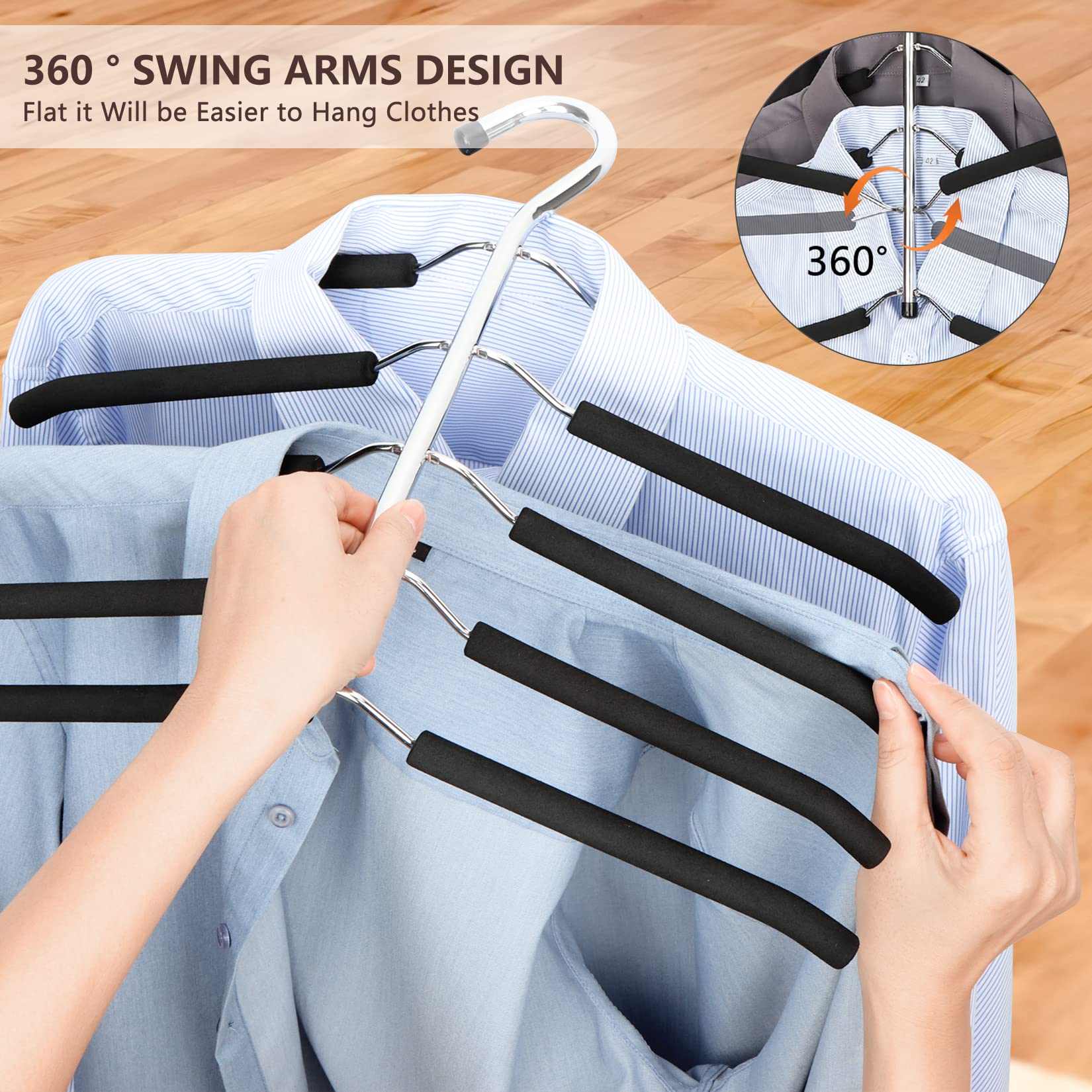 5 in 1 Multi-Layer Metal Hanger Multi-Layer and Multifunctional Organizer with Non-Slip Sponge for Jeans Skirts T-Shirts Trousers Storage for Clothes