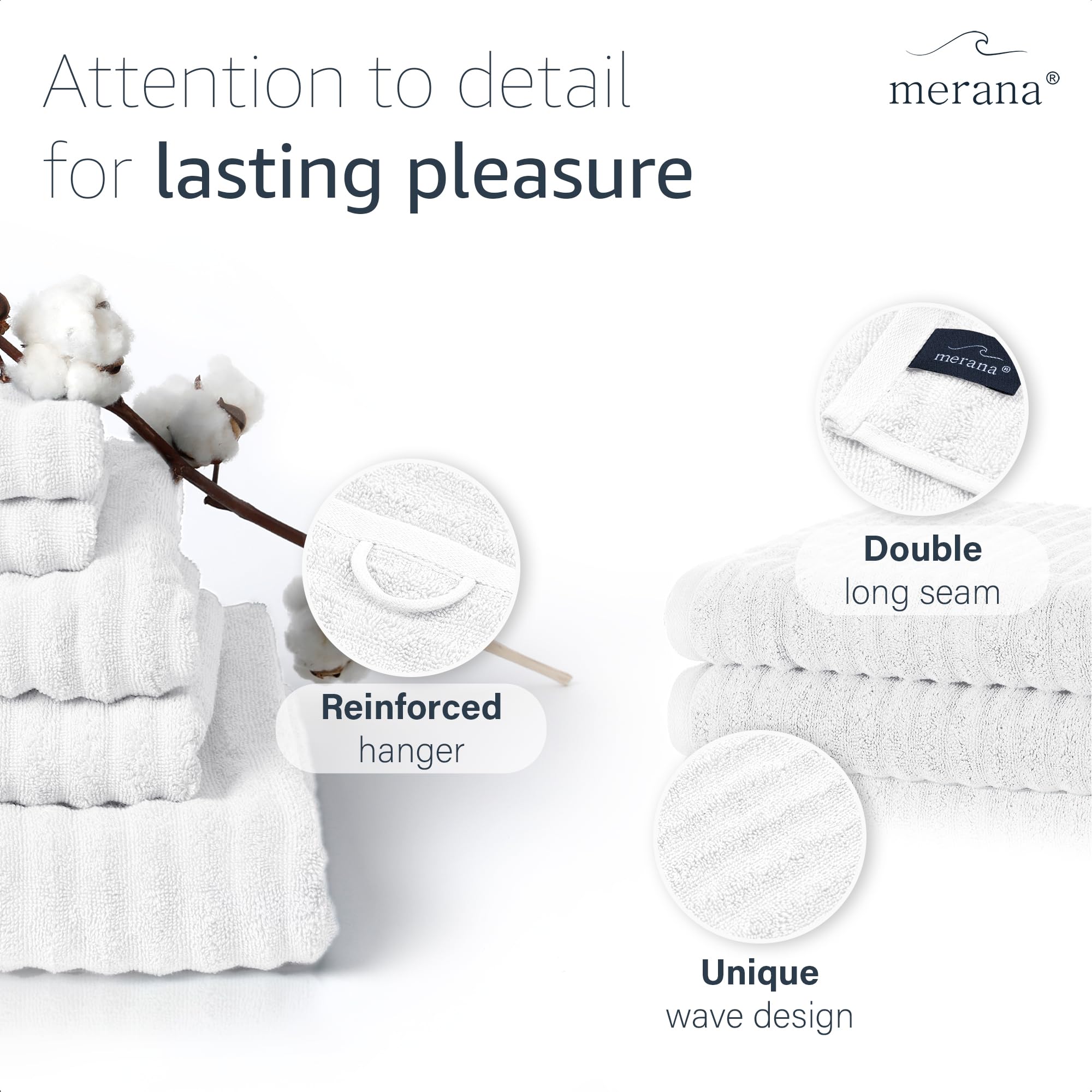 Merana OSLO towel set | quick-drying, soft & lint-free | terry luxury quality | 100% cotton terrycloth | OEKO-TEX | 590 GSM | gift set | White