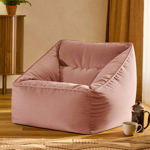 icon Natalia Velvet Bean Bag Chair with Filling Included, Pink