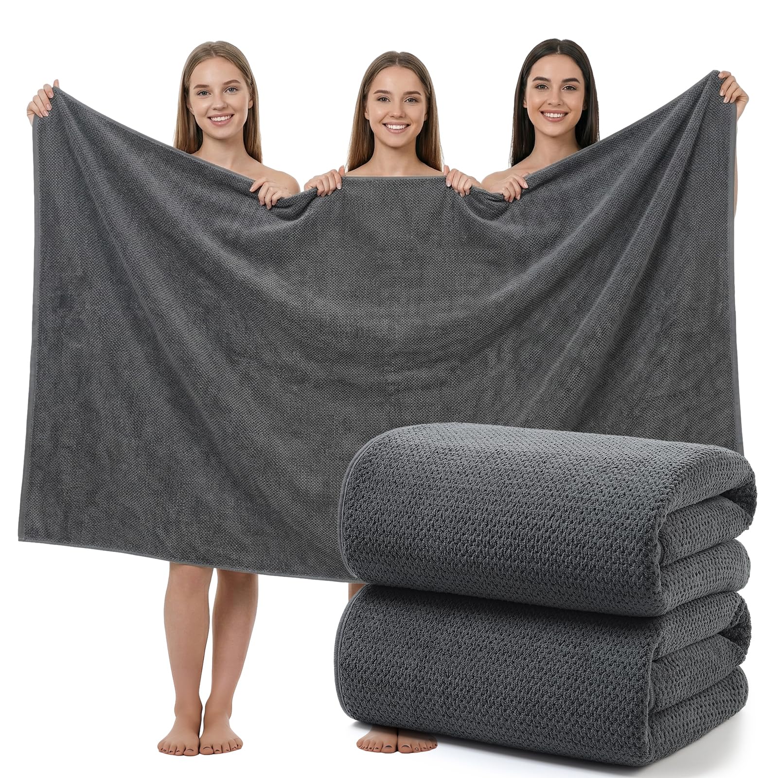 REDKISS 2-Pack Extra Large Bath Towels-100x200CM Microfibre Towel for Adult