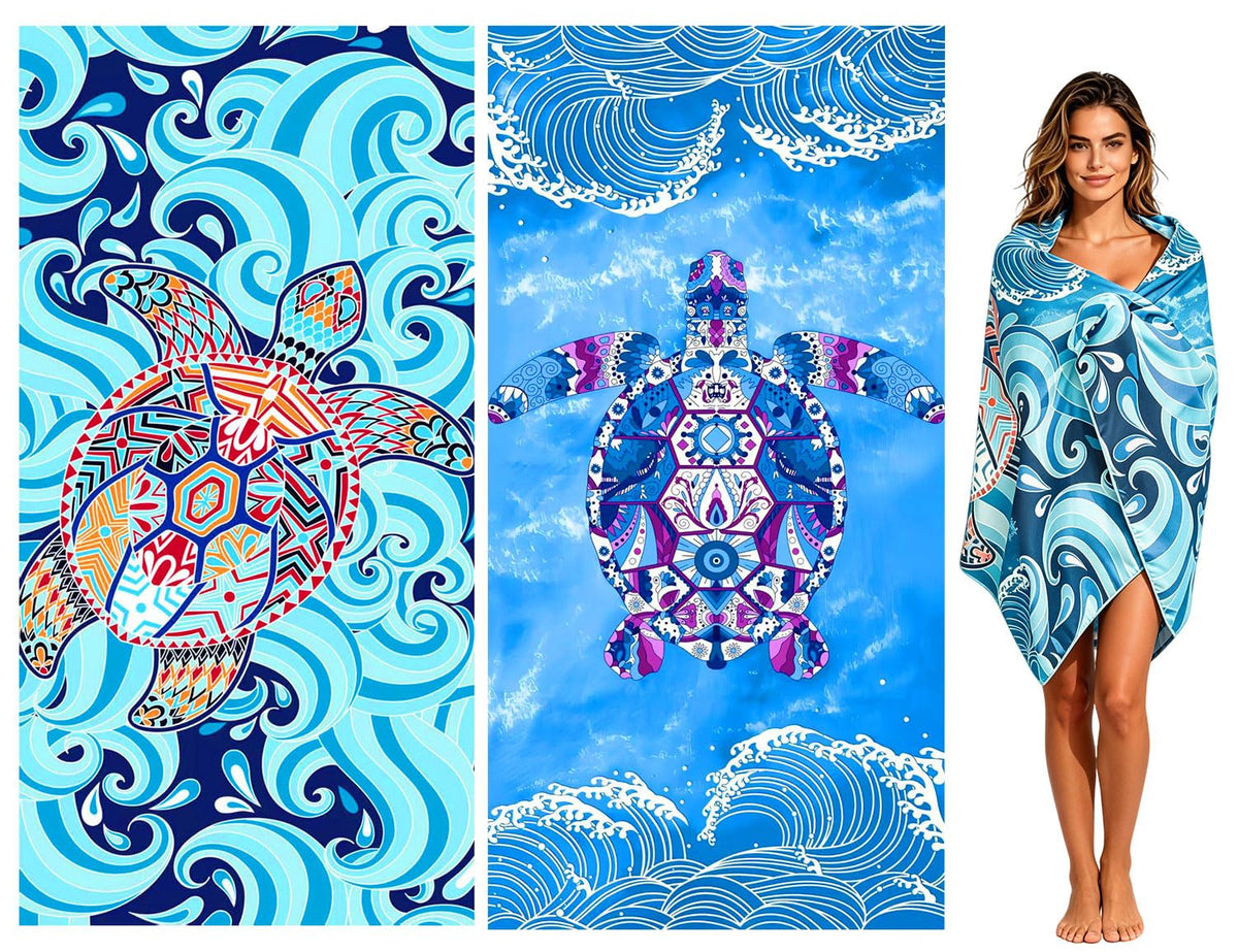 2 Pack Microfibre Beach Towels for Adults, 180 x 90cm Large Beach Towel