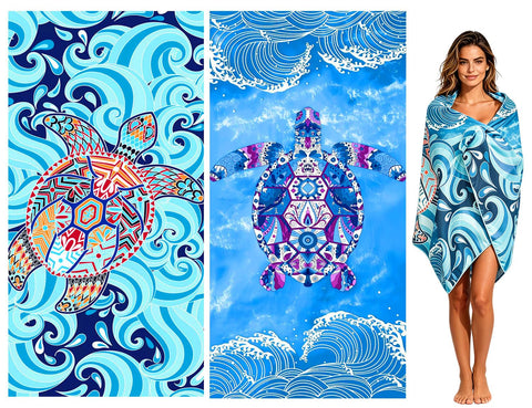 2 Pack Microfibre Beach Towels for Adults, 180 x 90cm Large Beach Towel
