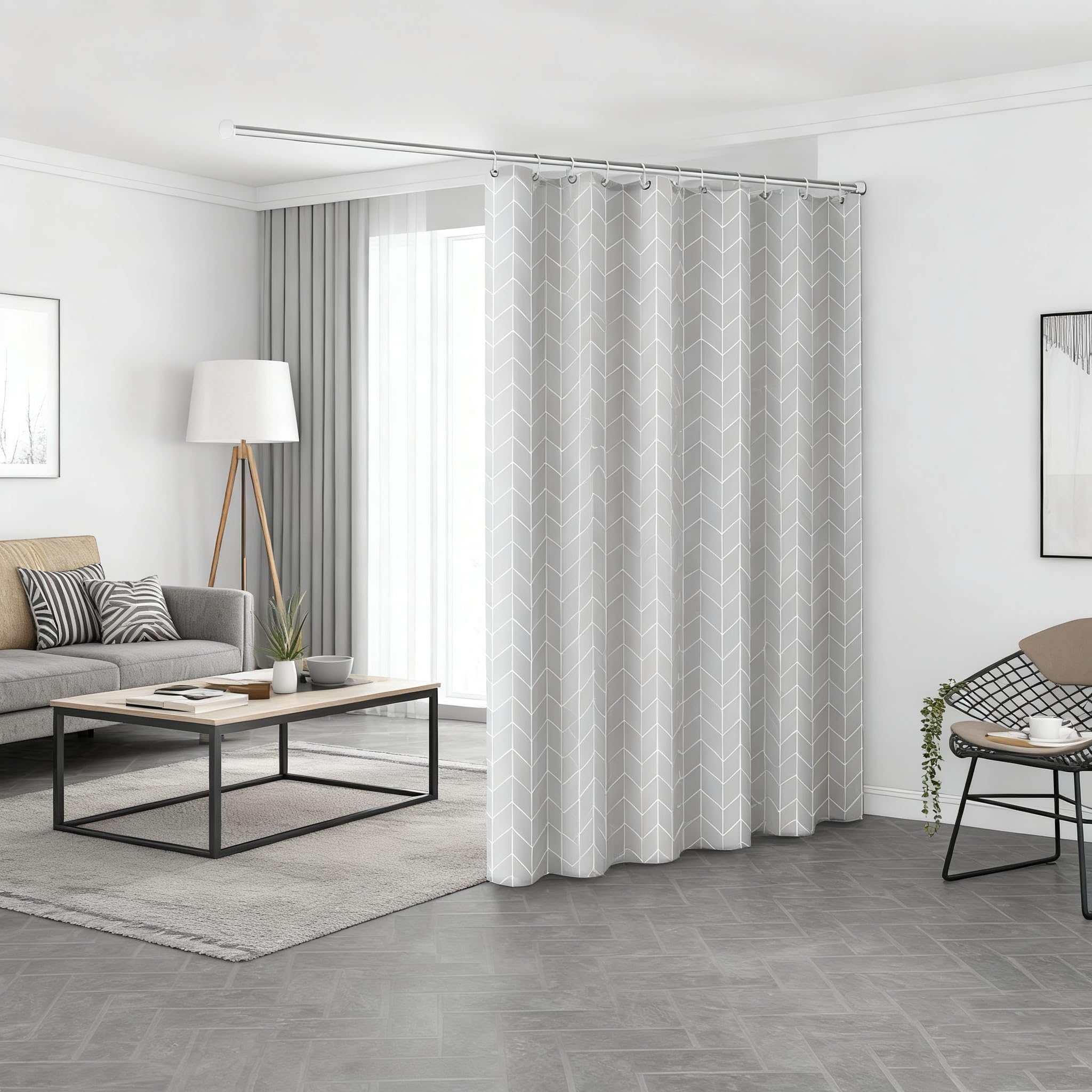 TGYIMENG Shower Curtain for Bathroom - Mould and Mildew Resistant - Grey, 180 x 180 cm (71 x 71 Inch) Water Repellant PEVA Fabric