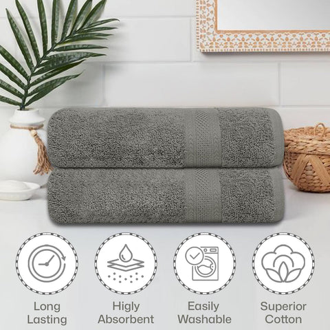Large Bath Towels Pack of 2 Pieces 100% Ring Spun Egyptian Cotton 600gsm Luxury 70x140cm Towels for Pool, Spa