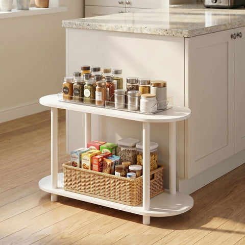 Furinno TURN-N-TUBE Oval Display Shelf, 4-Tier Book Shelf, Oval Storage Shelves, Toolless Open Shelves, Round Tubes, for Organization and Storage