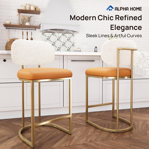 ALPHA HOME Bar Stools Set of 2 Counter Chairs with Backs and 9 CM Seat