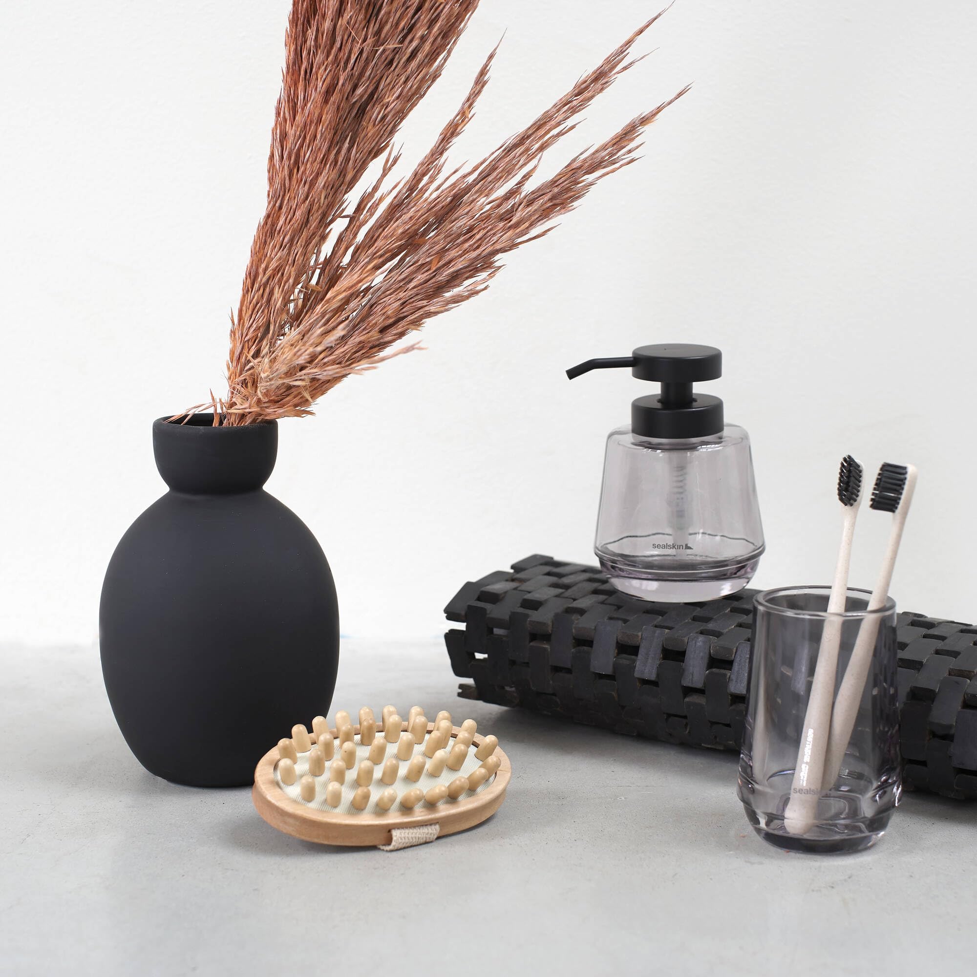 Sealskin Mood Bathroom set - Soap dispenser 380 ml - Toothbrush tumbler - Grey