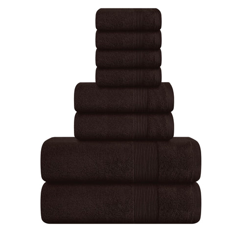 Elvana Home 8 Piece Towel Set 100% Ring Spun Cotton, 2 Bath Towels 27x54, 2 Hand Towels 16x28 and 4 Washcloths 13x13