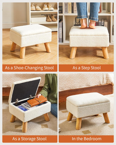 YMYNY Footstool with Storage, Small Foot Stool Ottoman with Sturdy Wood Legs Stool, Foot Rest with Padded Seat