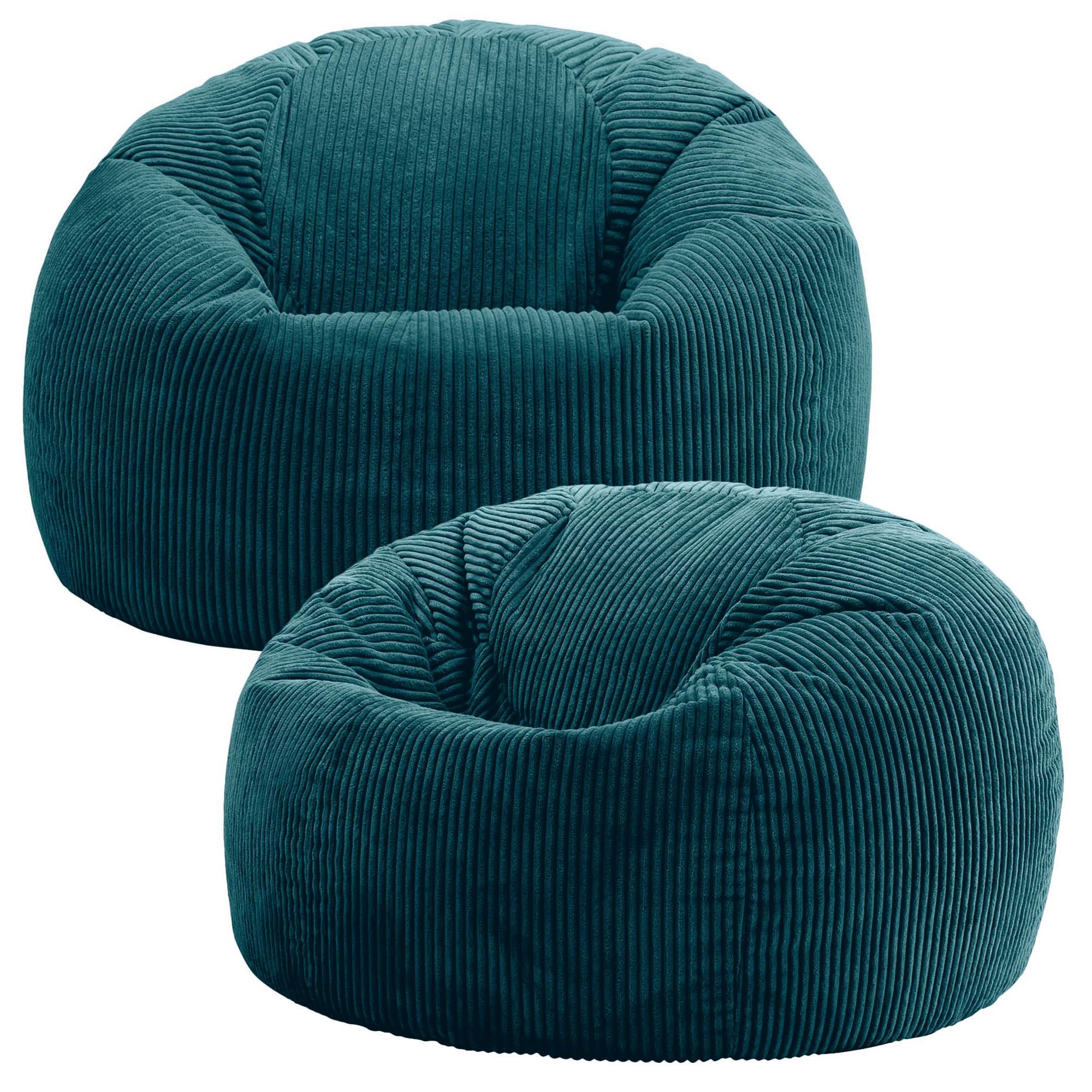 icon Kingston Cord Bean Bag with Filling Included, Set of 2, Teal