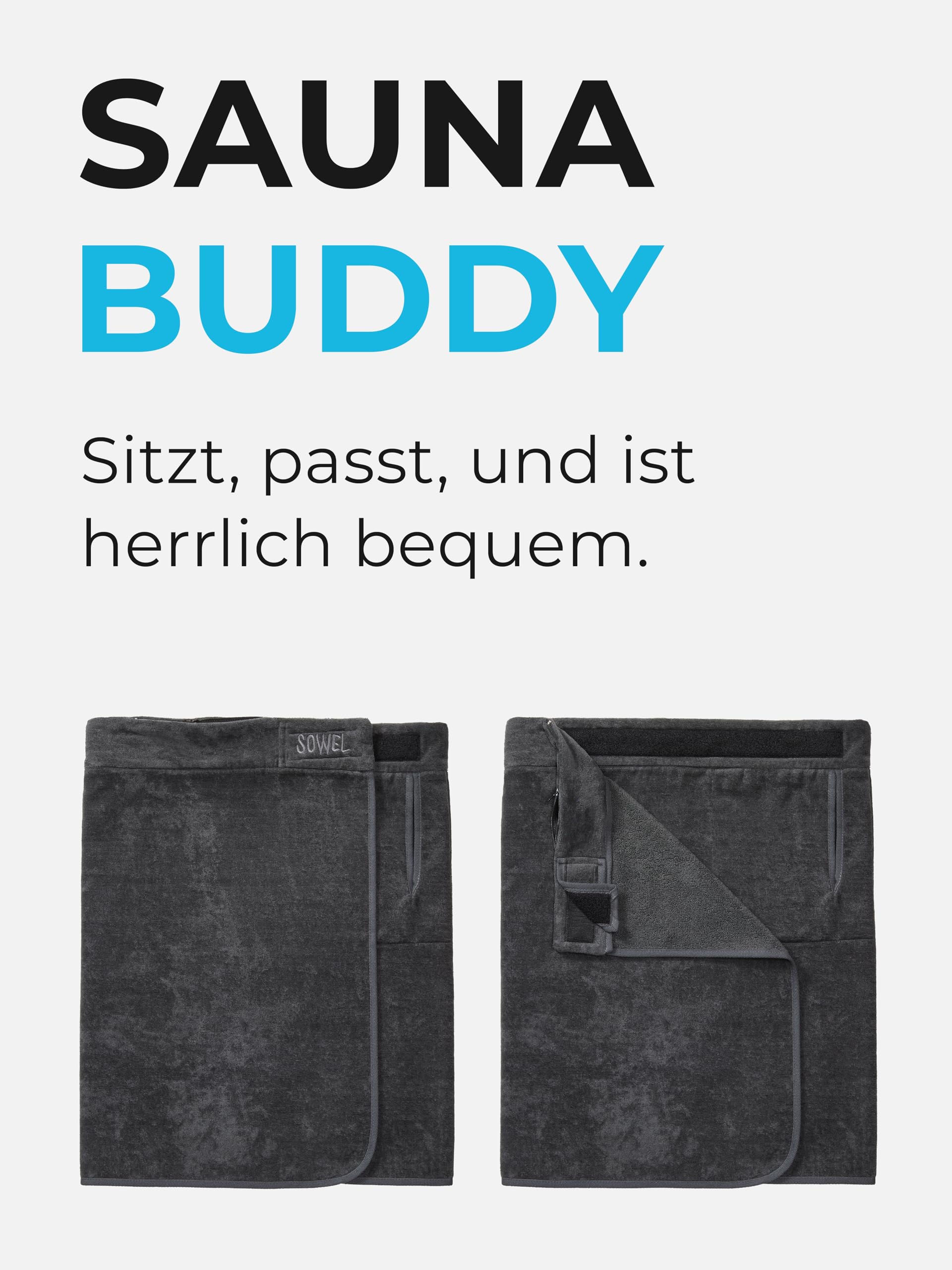 Sowel® Saunakilt Men's L/XL, 100% Organic Cotton, Sauna Towel with Fastening, Sauna Towel, 60 x 160 cm, Anthracite/Anthracite, L/XL
