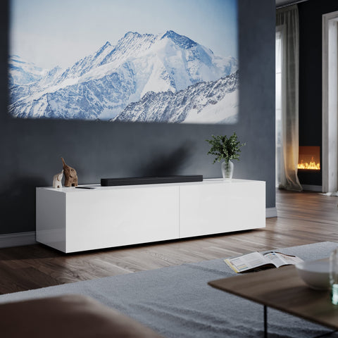 ELEGANT Gloss White Floating TV Unit Cabinet 140x30x40mm