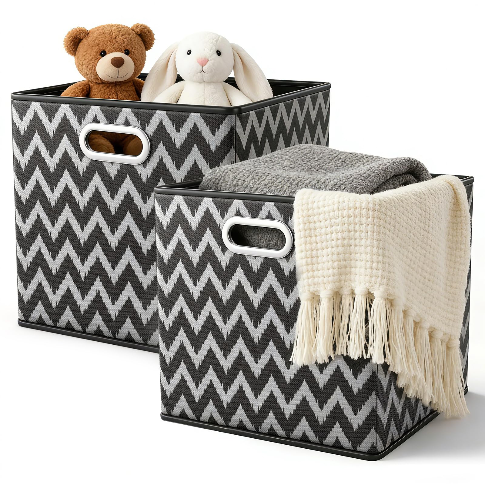 ARVINKEY 2 Pack Foldable Storage Boxes, 20L Non-Woven Fabric Storage Cubes with Handles