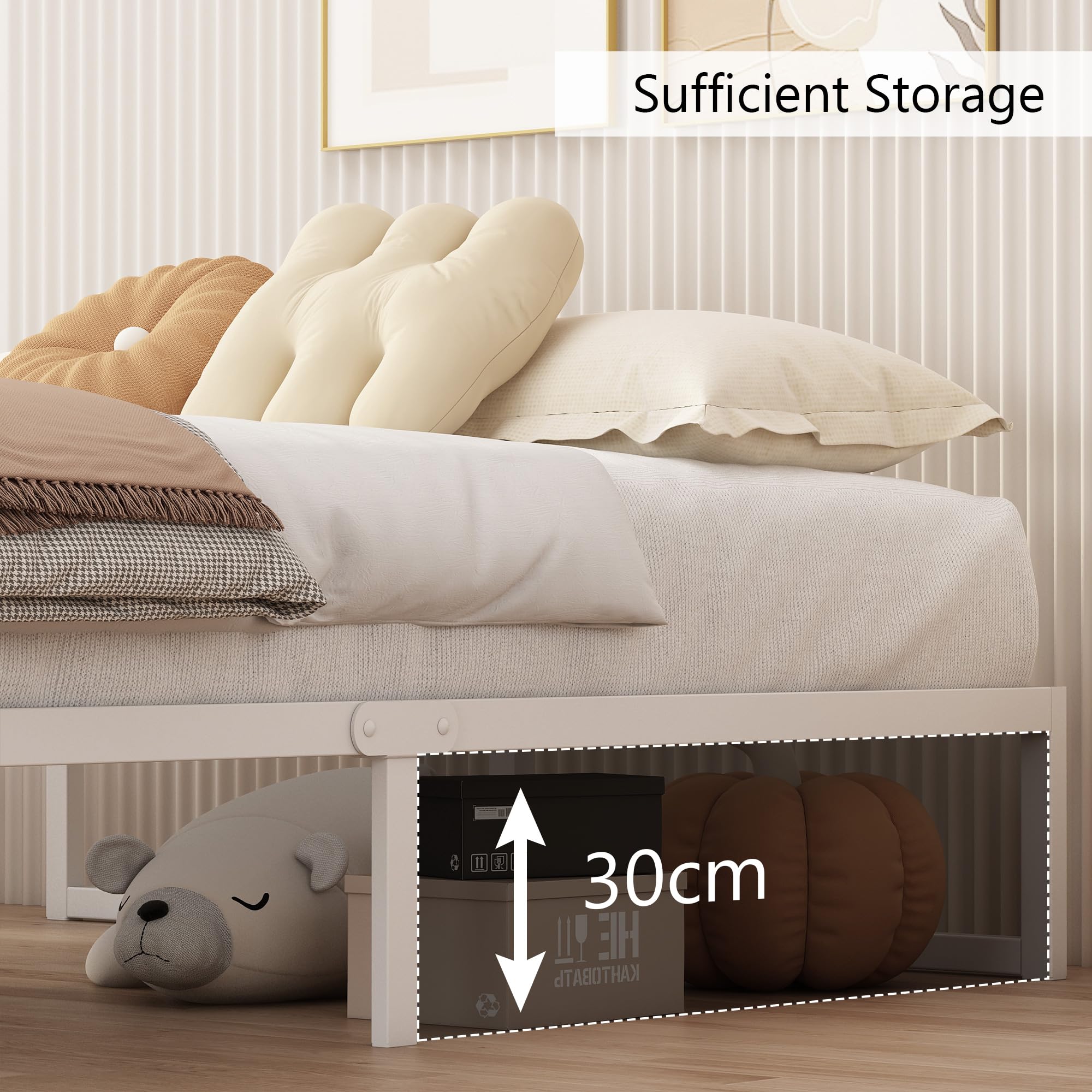 Yicensen Single Bed Frame 90x190 cm Metal Platform Bed Single, Noise Free