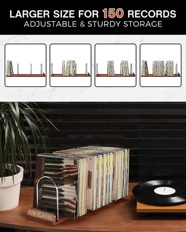 BS-VOG Now Playing Vinyl Record Holder Storage Fits 150 LPs, Gift Package