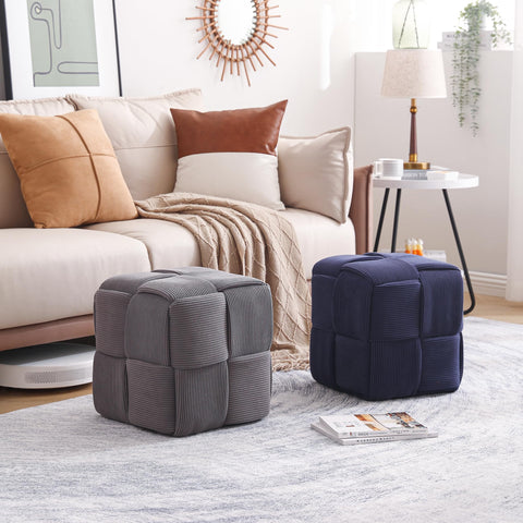 Cmishe Ottoman Foot Rest Soft and Comfortable Ottoman Square Corduroy Woven Design Sofa Stool