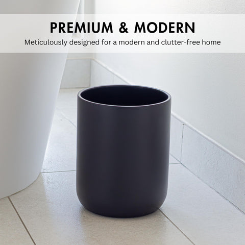 YEW DESIGN Matte Black Round Compact Trash Can Mini, 3.5 Gallons / 13L Garbage Bin, Tiny Wastebasket for Bathrooms, Office, Under Desk, Bedroom