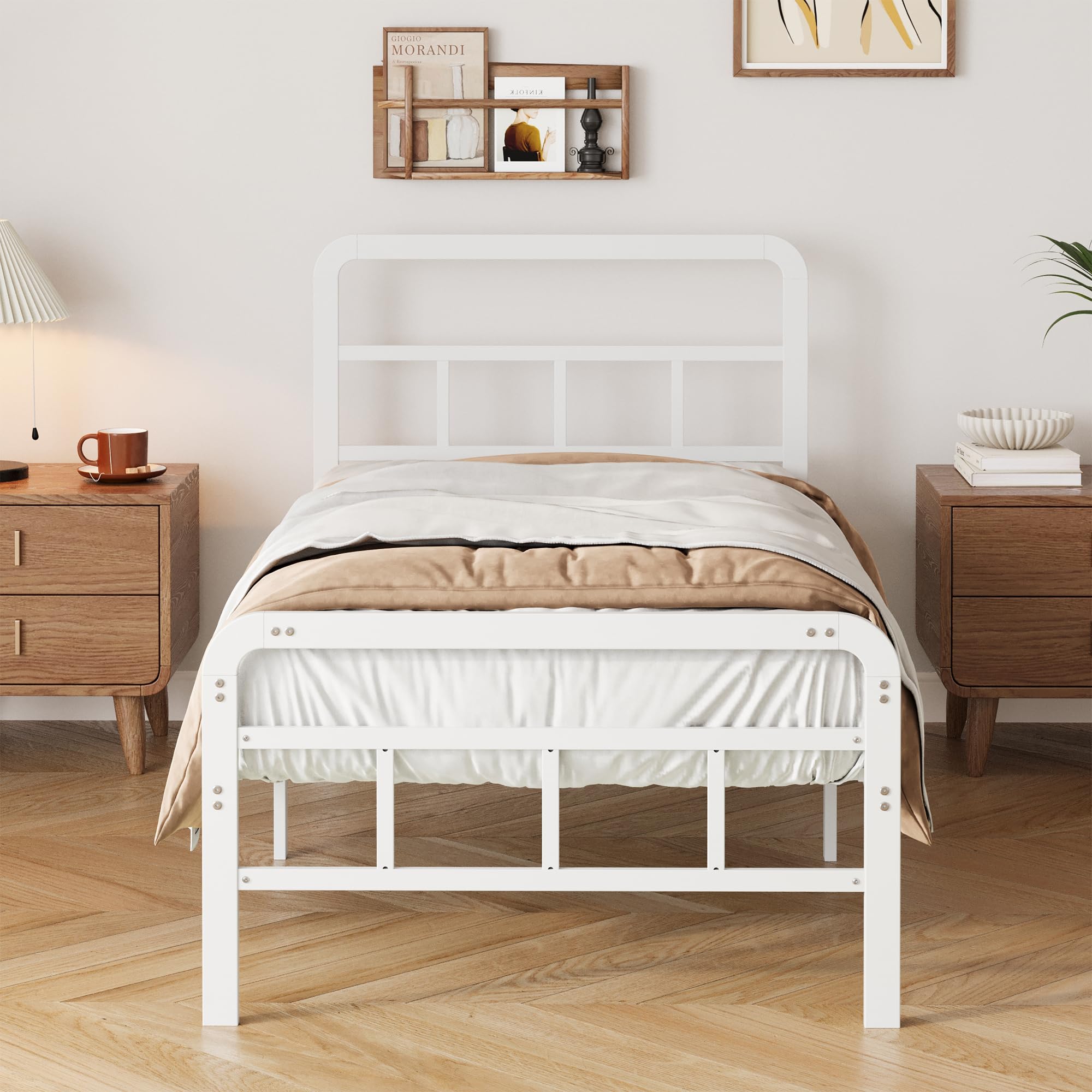 Yicensen Small Single Bed Frame with Headboard and Footboard