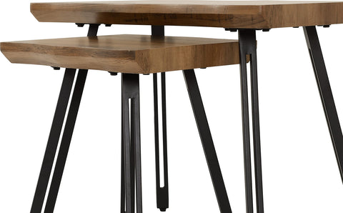 Seconique Quebec Wave Edge Nest Of Tables in Medium Oak Effect