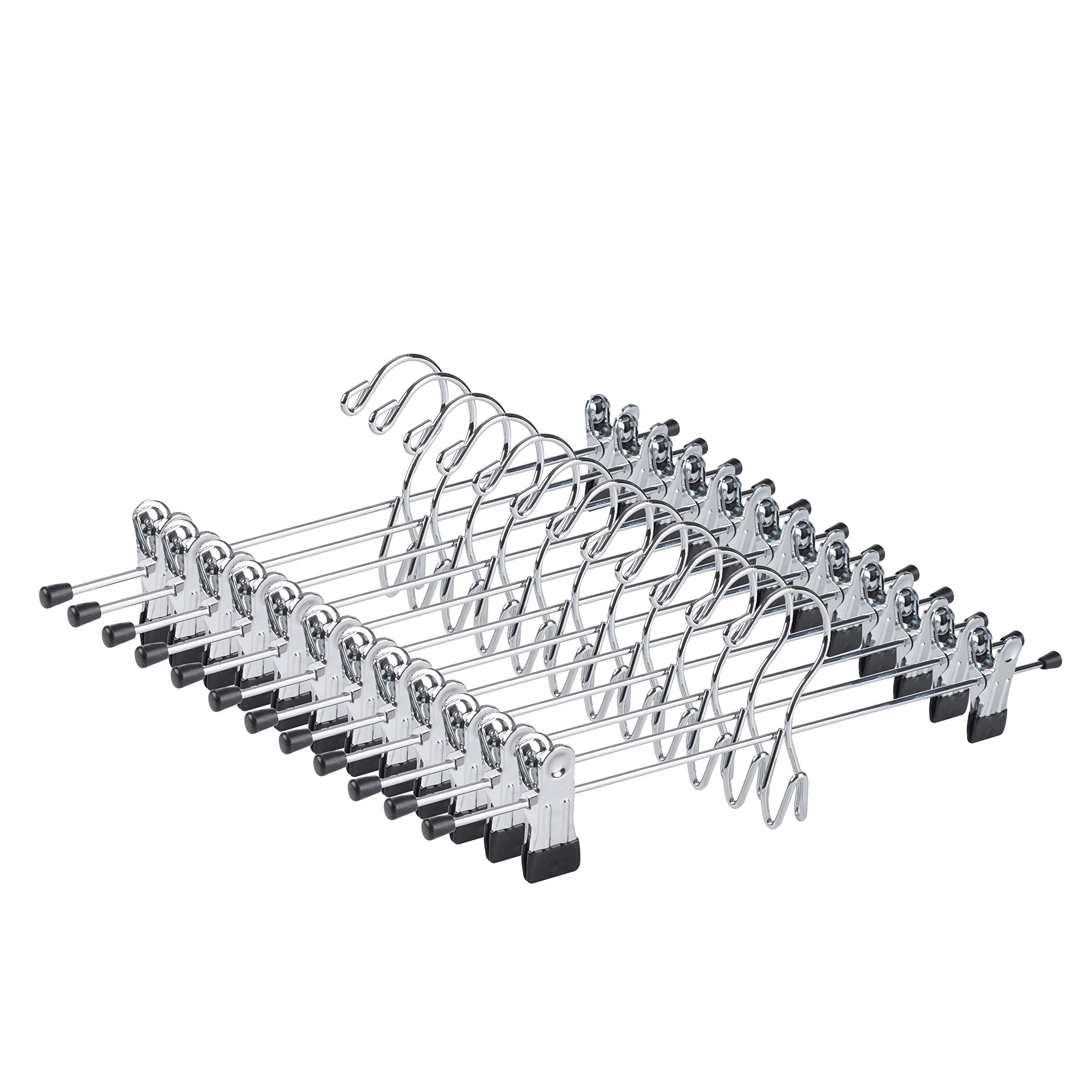 Amber Home 12 Pack Heavy Duty Add on Metal Pants Skirt Hangers, Stackable Add-on Metal Clothes Hangers with 2-Adjustable Clips