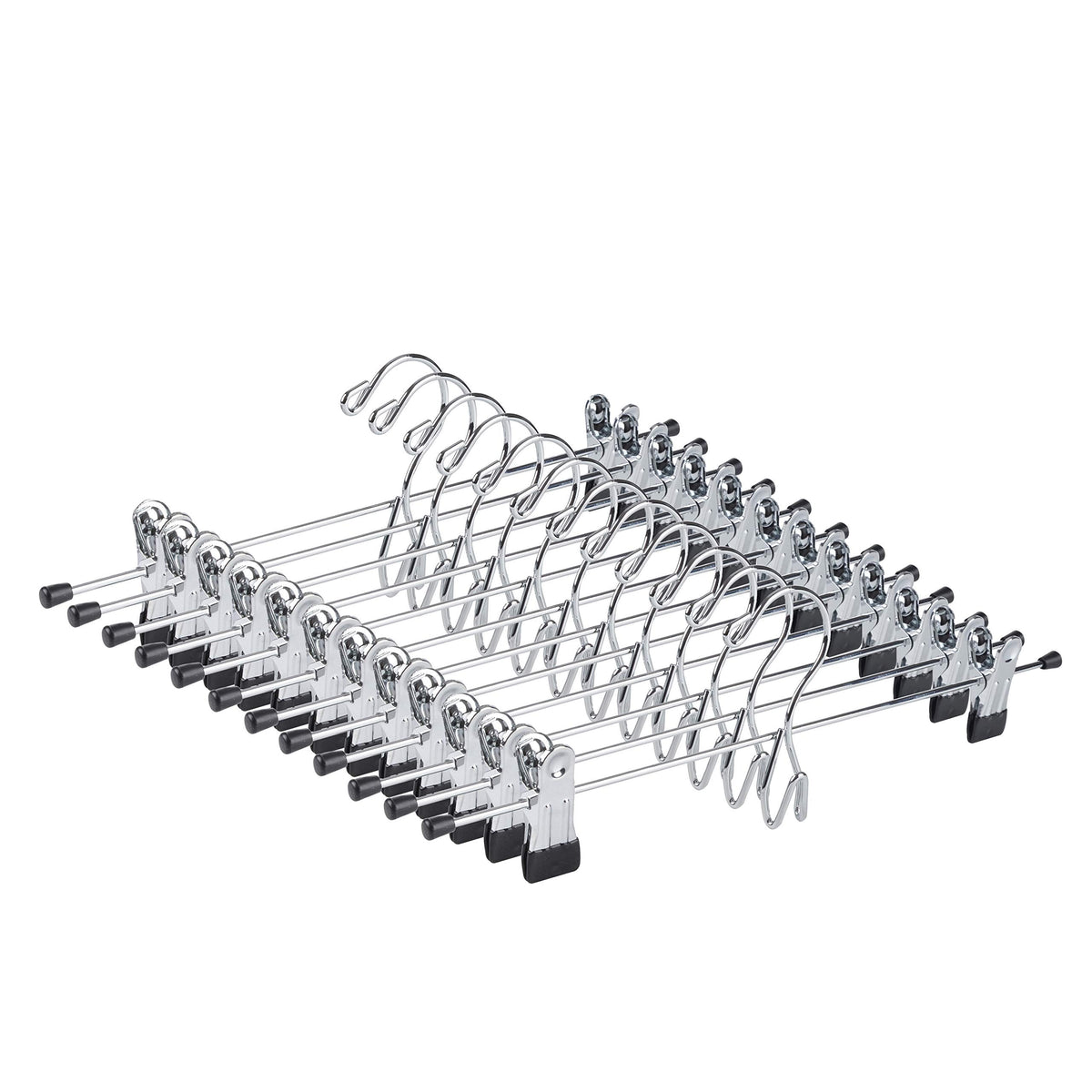 Amber Home 12 Pack Heavy Duty Add on Metal Pants Skirt Hangers, Stackable Add-on Metal Clothes Hangers with 2-Adjustable Clips