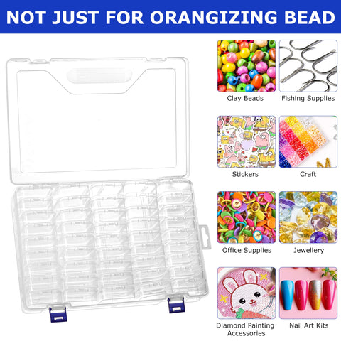 46 Pcs Bead Organizer Box Plastic Storage Box and Rectangle Plastic Cases