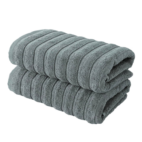 BERIBO Cloud Turkish Towel Set 100% Cotton 620gsm (Slate Grey, 2 Hand Towels)