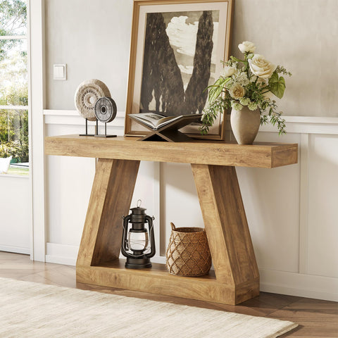 LITTLE TREE 55-Inch Sofa Table with Storage, Farmhouse Console Table for Home, Rectangular Wooden Entryway Furniture for Living Room, Bedroom, Office