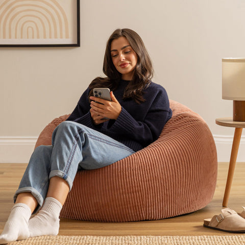 icon Kingston Cord Bean Bag with Filling Included, Set of 2, Pink
