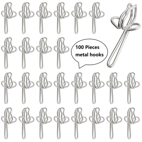 Metal Curtain Hooks 100 Pieces for heavy curtains (silver,2.9x1.2cm)