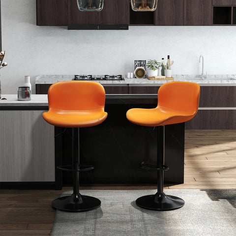 Youhauchair Bar Stools Set of 2, PU Leather Counter Height Barstools with Back, Height Adjustable Swivel Bar Chairs