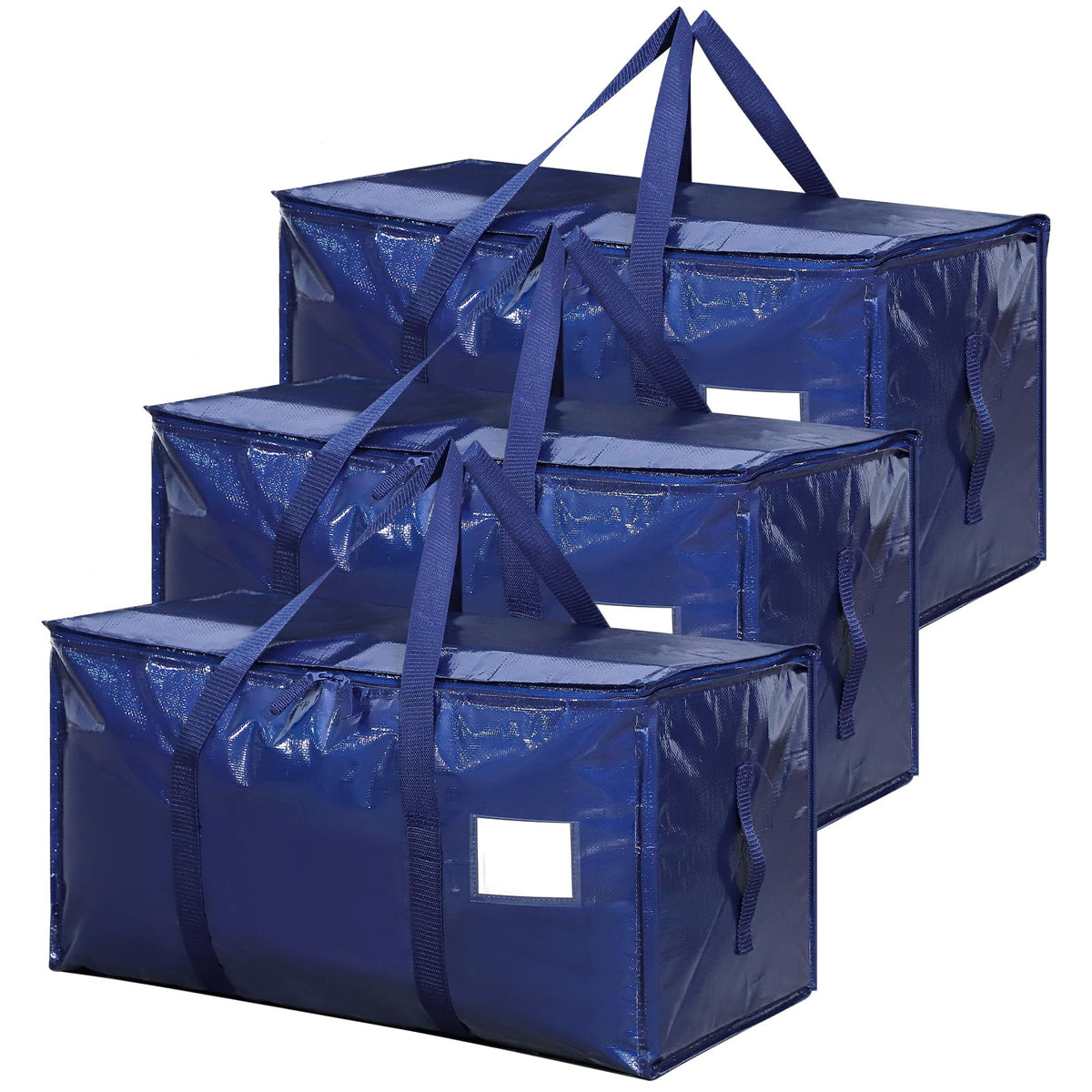 3 Pack 90L Moving Bags with Wrap-Around Handles and Reinforced Bottom, Blue