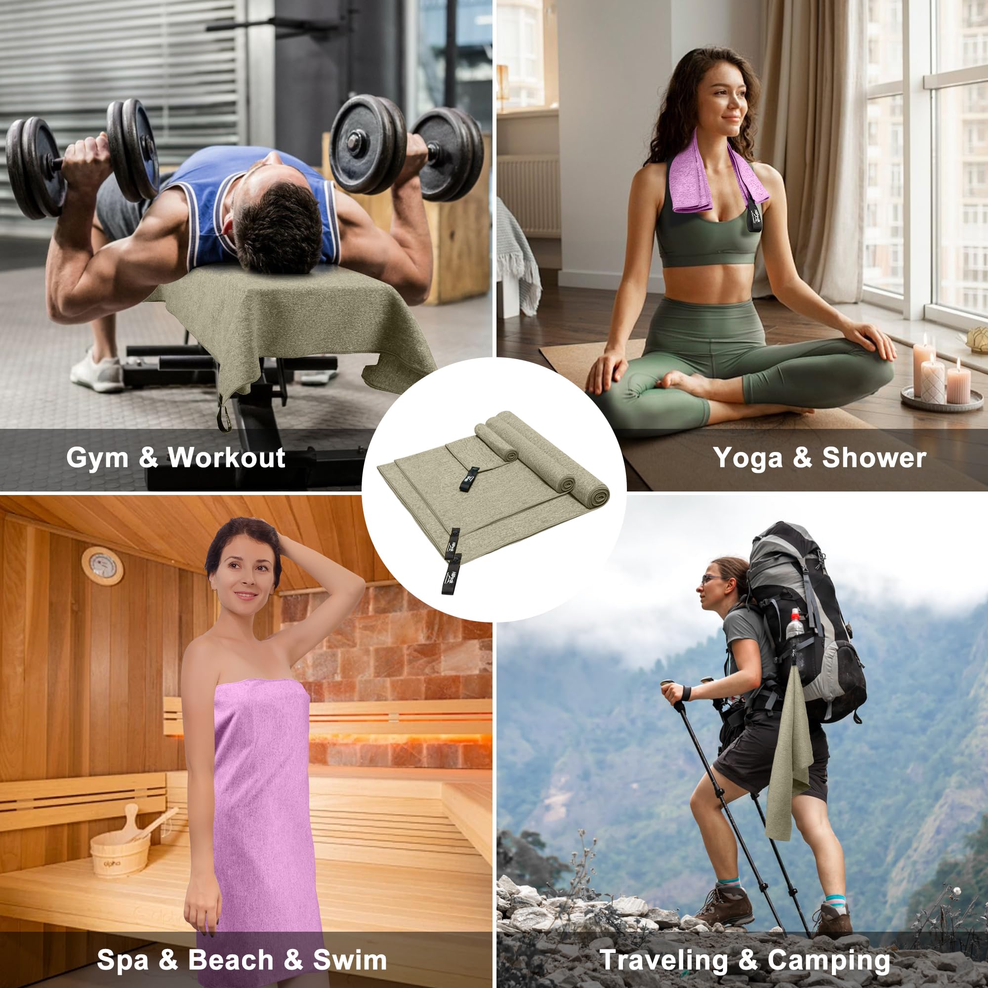 HiiPeak Microfibre Towel Compact Camping Beach Towel travel towels - Quick Dry Lightweight Absorbent Sports Gym Swimming Hiking Drying Towel for Men