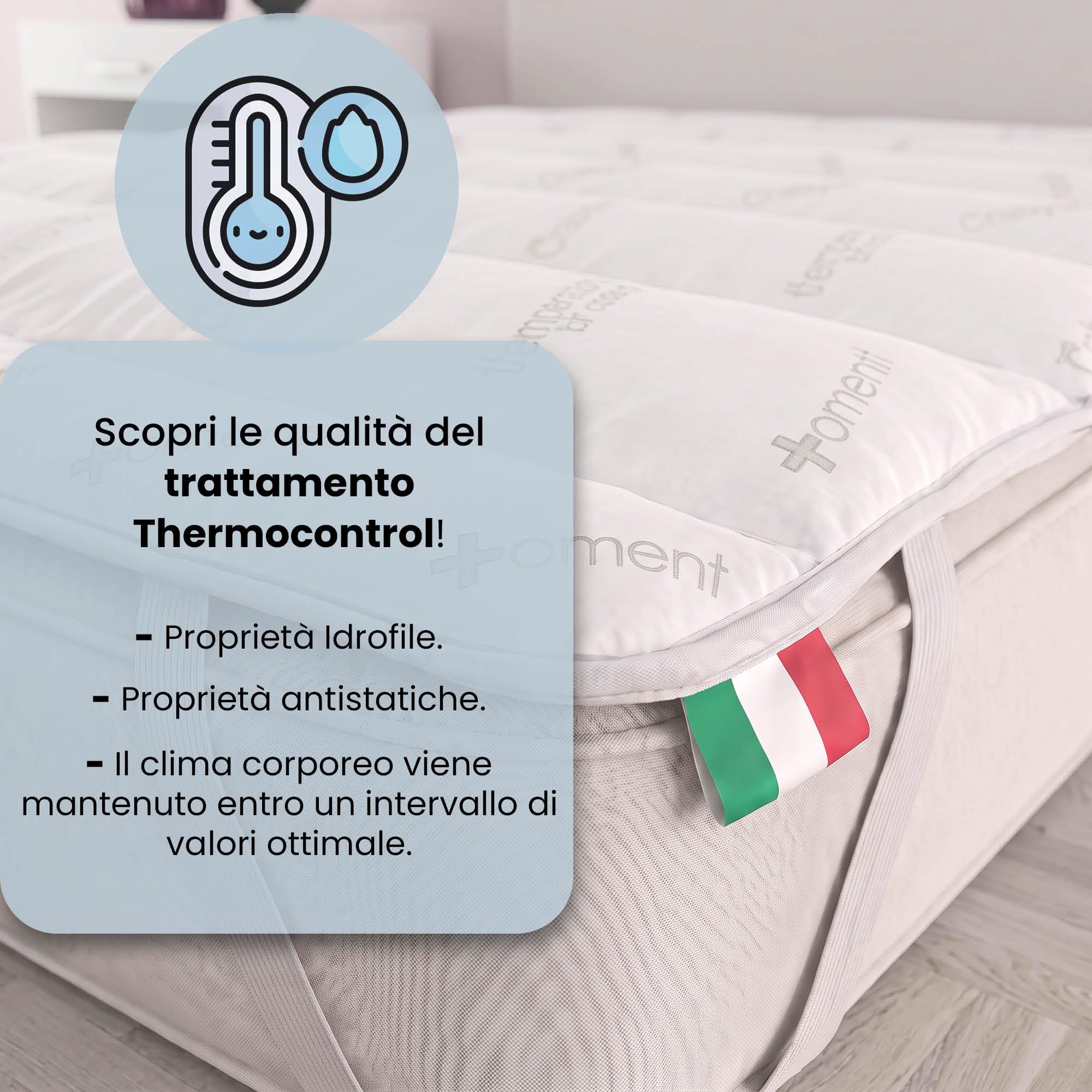 Italian Bed Linen MB Home Italy, Topper, Polyester, Thermocontrol, Single 85 x 195 cm