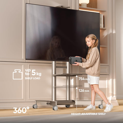 ONKRON Mobile TV Stand 32-75 Inch up to 50 kg, max VESA 600x400, TS1571-C