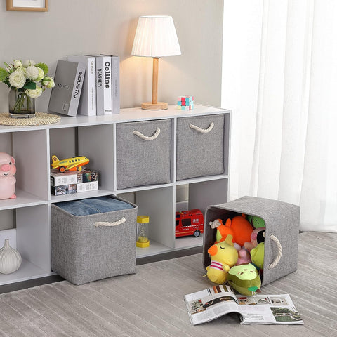 Mangata Fabric Storage Baskets,33 x 38 x 33cm Large Foldable Storage Boxes for Organizing Clothes Shelf Nursery Closet(Grey, Set of 3)