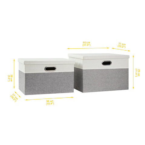 AlphaHome Storage Boxes with Lids, Glaucous Grey and White(2 Pack, Large)