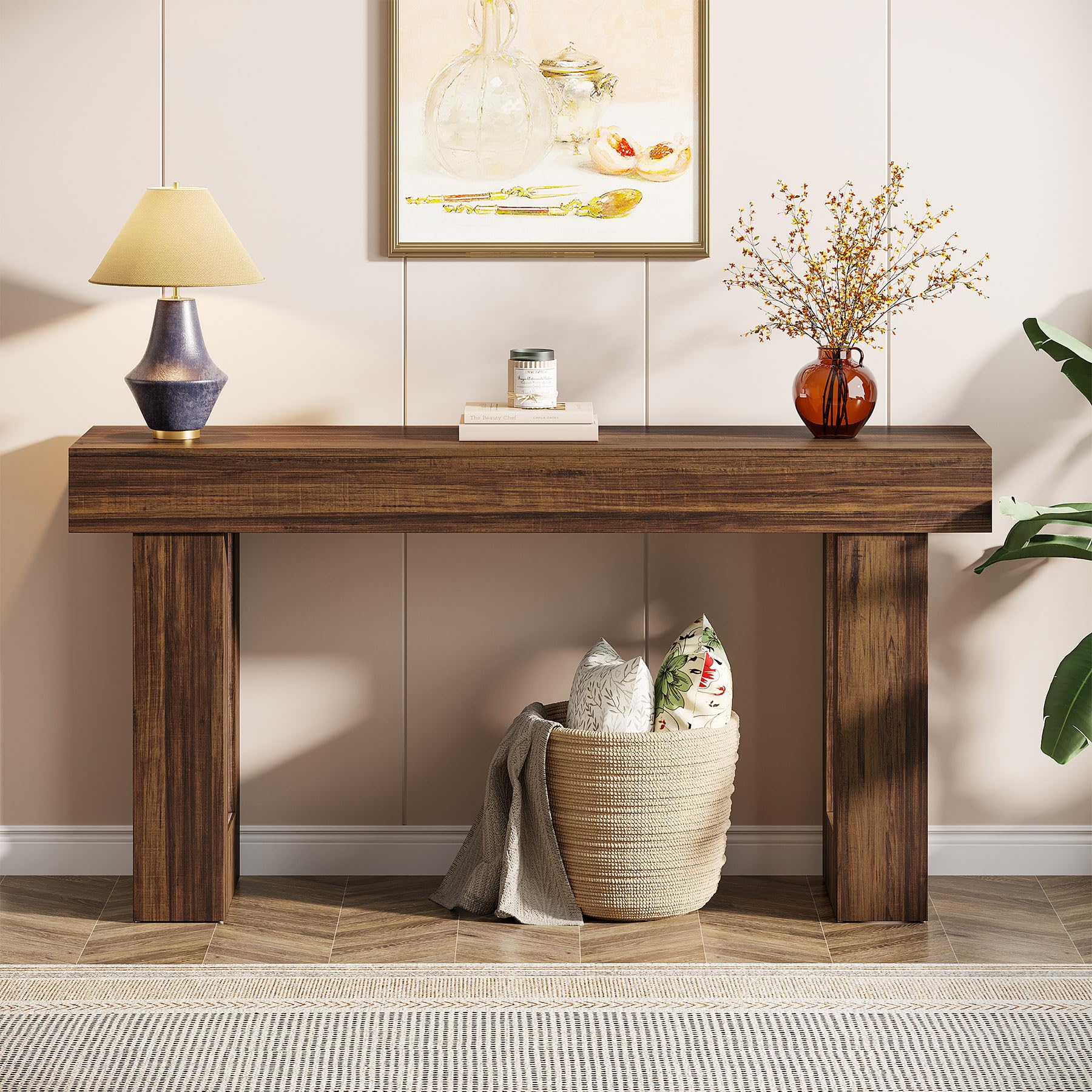 Tribesigns 160 cm Long Console Table, Wooden Rectangular slim Console Table Behind Sofa, Farmhouse Entryway Table for Entrance, Hallway, Living Room