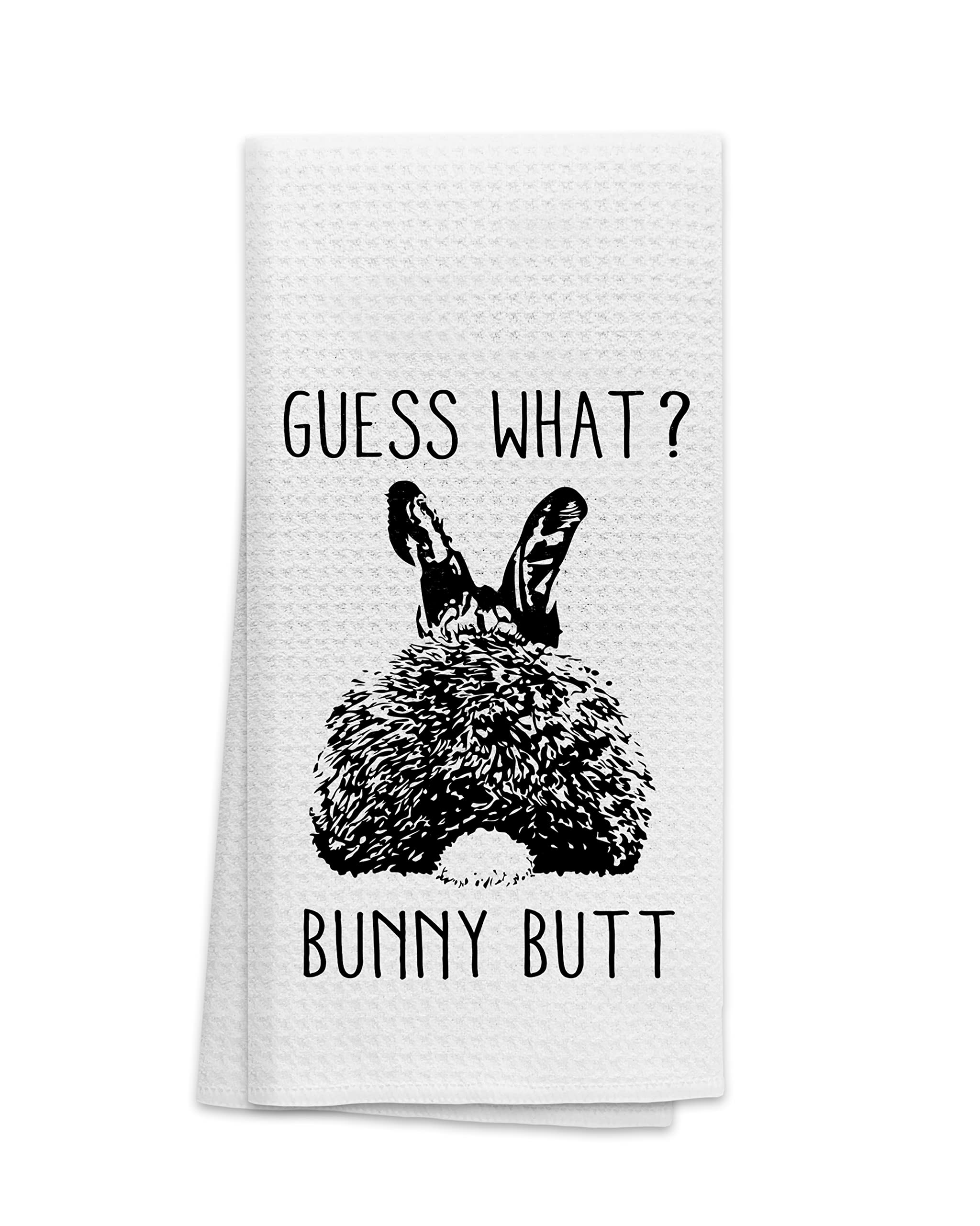 OHSUL Guess What? Bunny Butt Highly Absorbent Kitchen Towels Dish Towels Dish Cloth,Funny Bunny Rabbit Butt Hand Towels Tea Towel for Bathroom