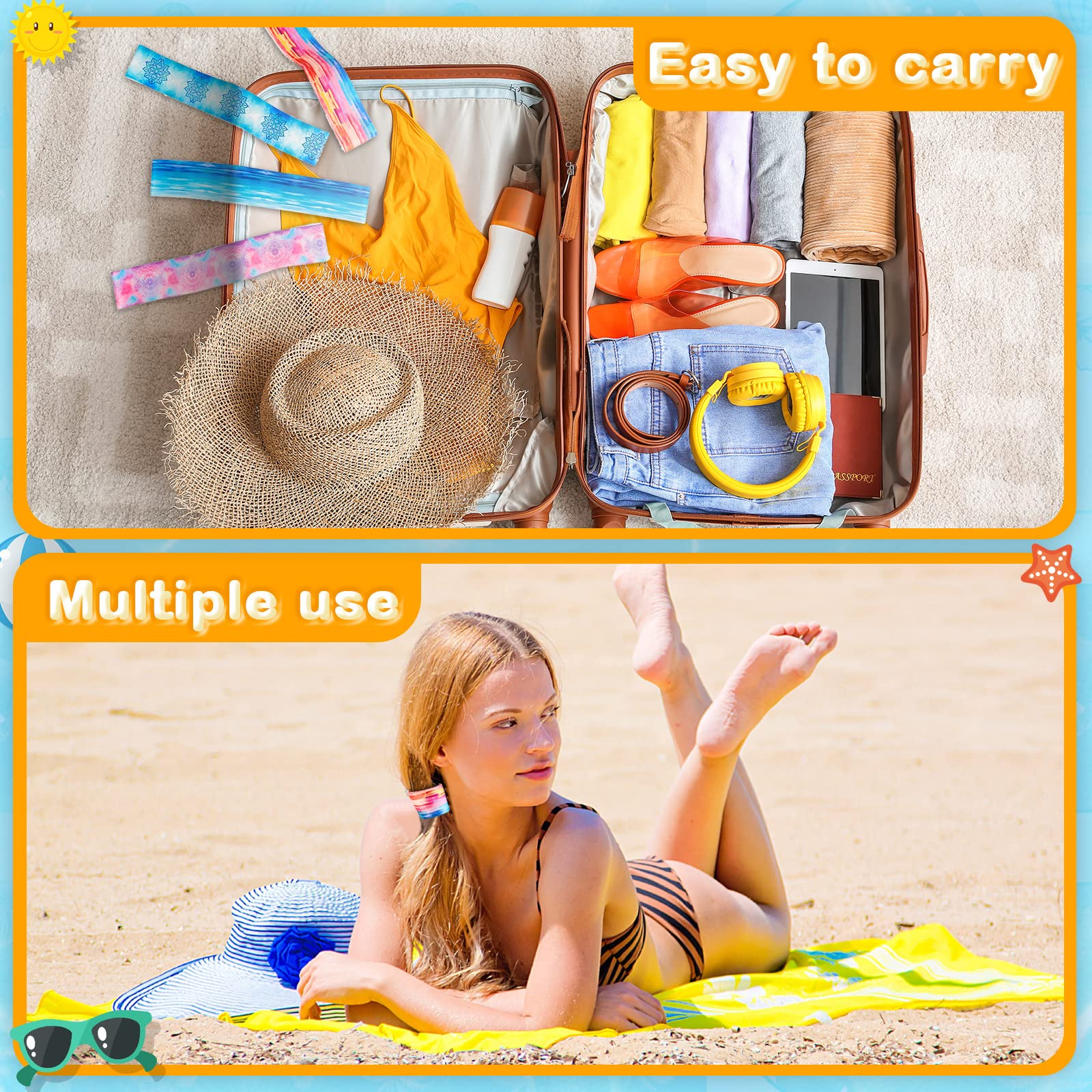 BOAO 8 Pack Towel Bands for Beach Chairs Clips Pool Lounge Cruise Chair Strap Holder Elastic Windproof Accessories Summer
