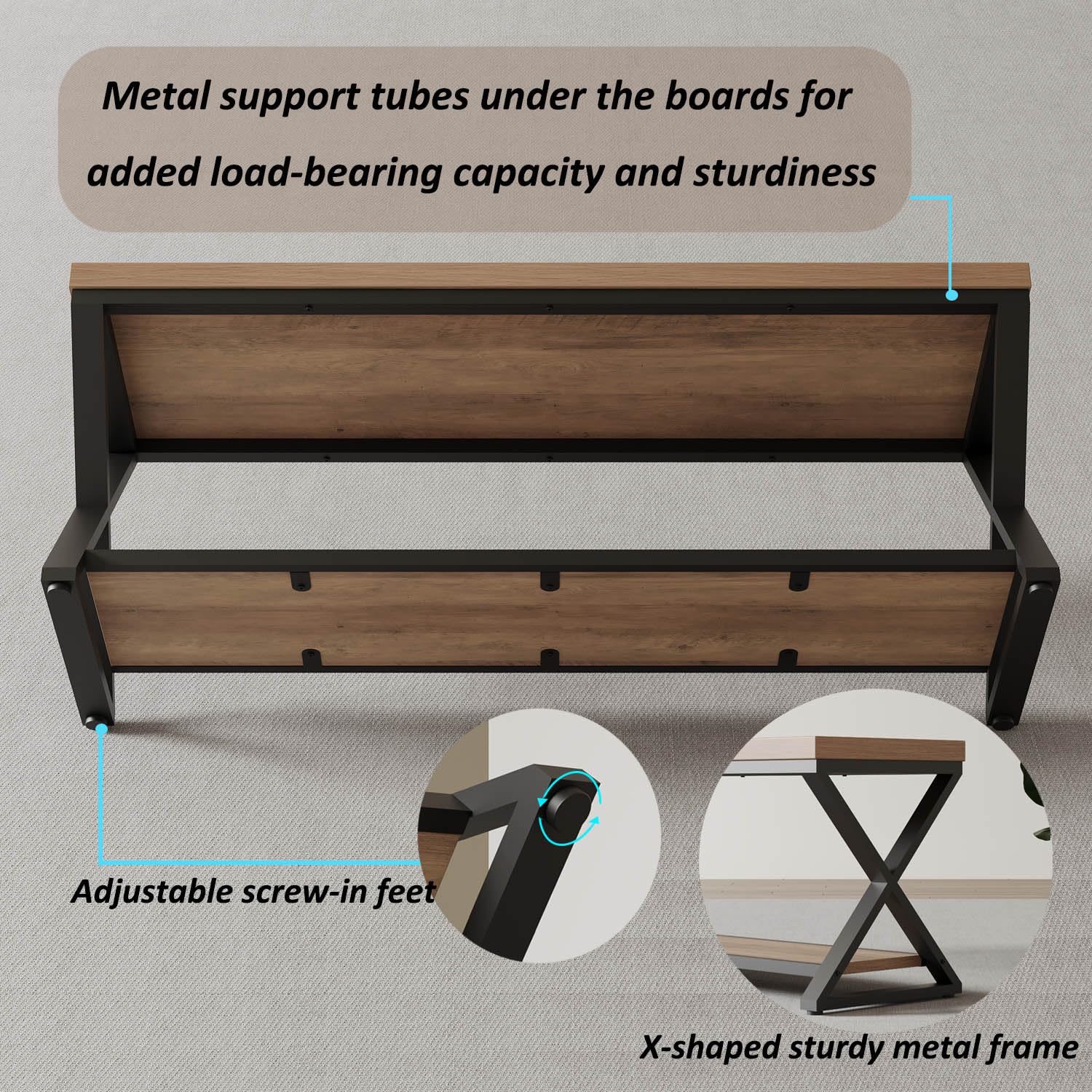 IBF Shoe Storage Bench Entryway shoe Benches for Hallway 120cm Rustic Oak