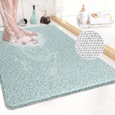 Non Slip Anti Mould Bath Mat - 60 x 40 cm Anti Slip Mat for Inside Shower - Loofah Shower Mat Green - Long Washable Matt for Elderly & Wet Room