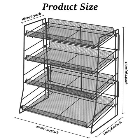 Eyoulife Candy Display Rack, 4 Tier Candy Organiser, Carbon Steel Snack Organiser for Countertop, Snack Display Rack for Stores, Office, 40x22x41cm