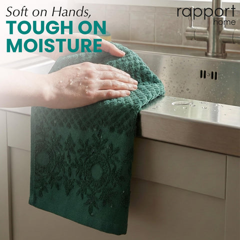 Rapport Home Versailles Jacquard Hand Towels 2 Pack - Jade Green, 50x85cm