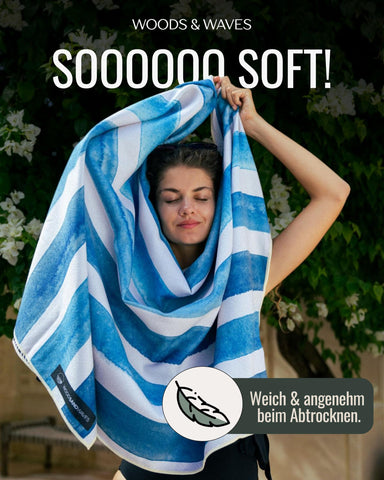 WOODSANDWAVES Microfibre Beach Towel - Quick-Drying, Lightweight, Compact - 180 cm x 80 cm - XL Bath Towel - Towel for Travel - Absorbent