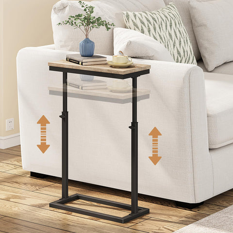 TUTOTAK End Table, Side Table, Tall Couch Table, Sofa Table, Living Room, Bed Room, Greige TB01BG083EU