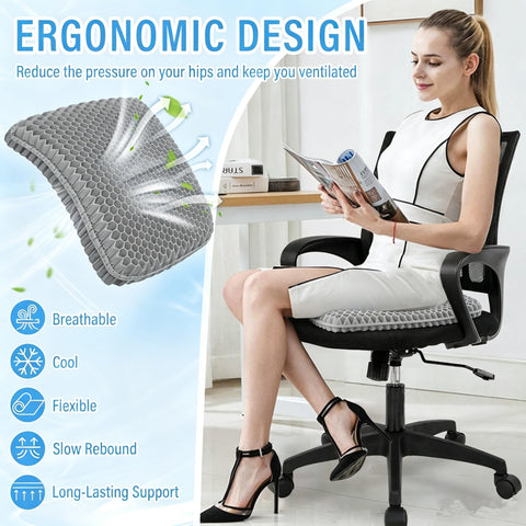 Audasi Gel Seat Cushion, Honeycomb Thick Gel Seat Pad for Bottoms Soft Sitter Cushion Relieving Back Coccyx Pressure Seat Cushions for Car Office