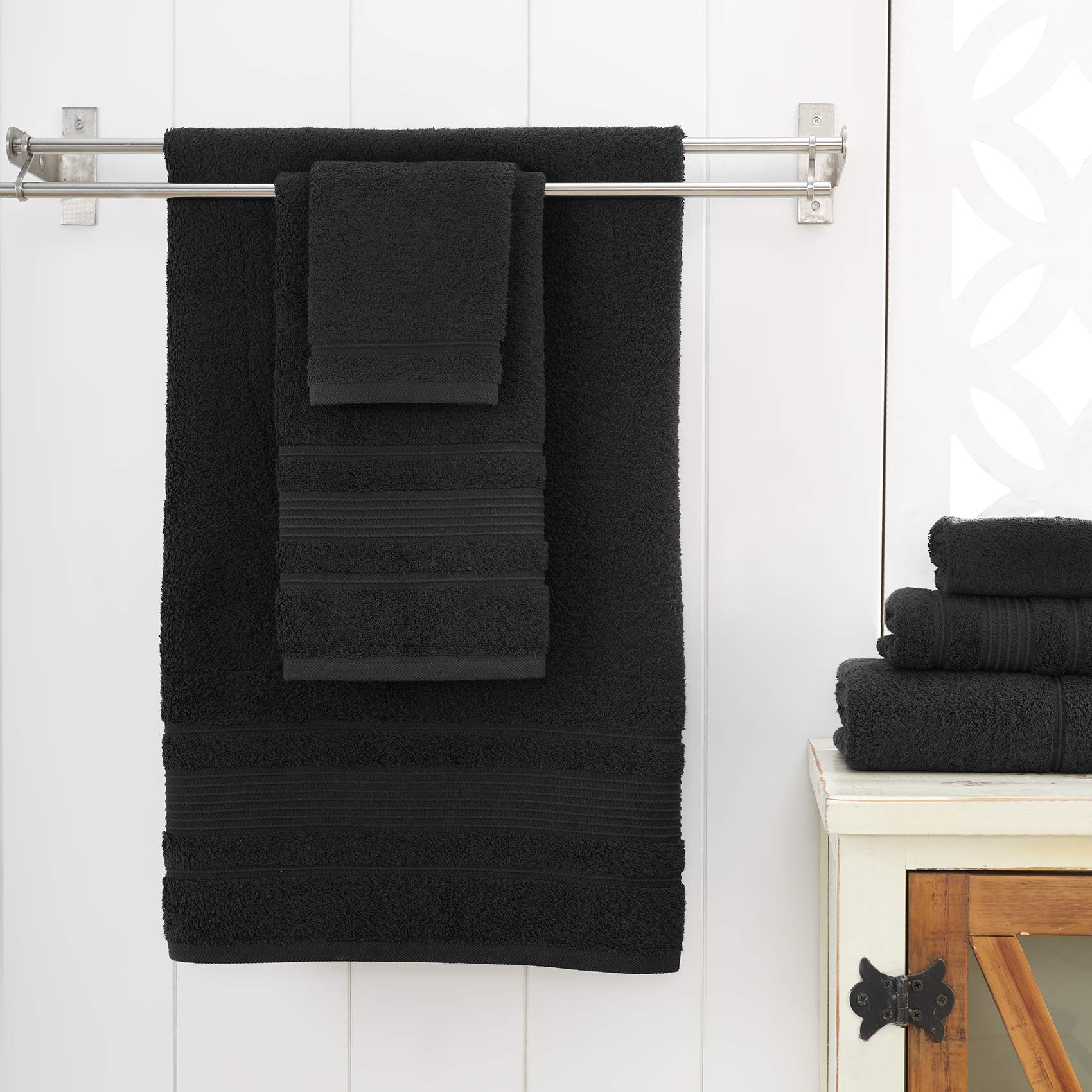 Qute Home 4-Piece Bath Towels Set, 100% Turkish Cotton Premium Quality Towels for Bathroom, Quick Dry Soft and Absorbent Turkish Towel